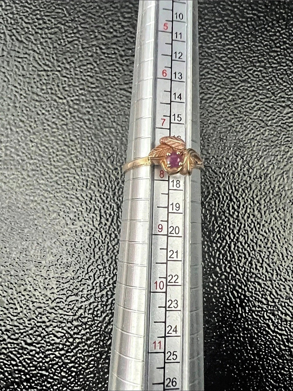 Landstrom's Black Hills Gold Ruby Leaf Ring Gold & Purple